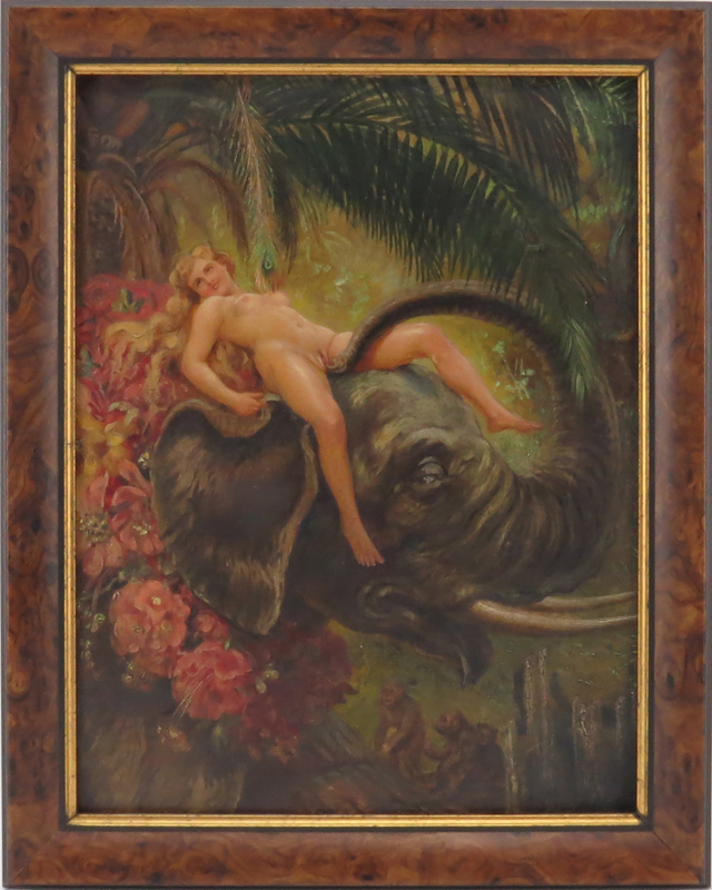 Early 20th Century Continental School Erotic Oil on Artist Board
