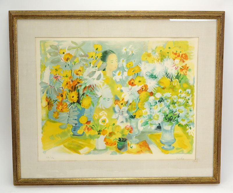 Le Pho, French/Vietnamese (1907-2001) Color Lithograph "Woman and Flowers" Signed lower right in pencil Numbered 54/120