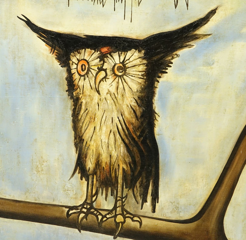 After: Bernard Buffet, French (1928-1999) Oil on Canvas, Owl