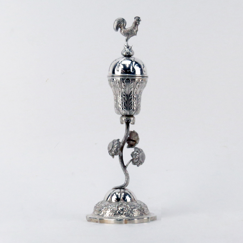 19th Century Hungarian Silver Flower Form Spice Box