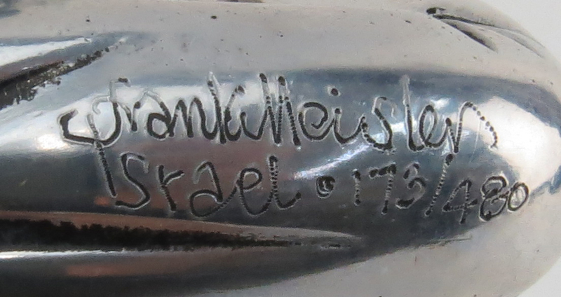 Frank Meisler, Israel Limited Edition Pewter Hasidic Horn Player Sculpture on Granite Base