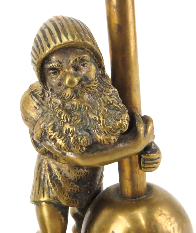 Pair of Early 20th Century Gnome Figural Bronze Candlesticks