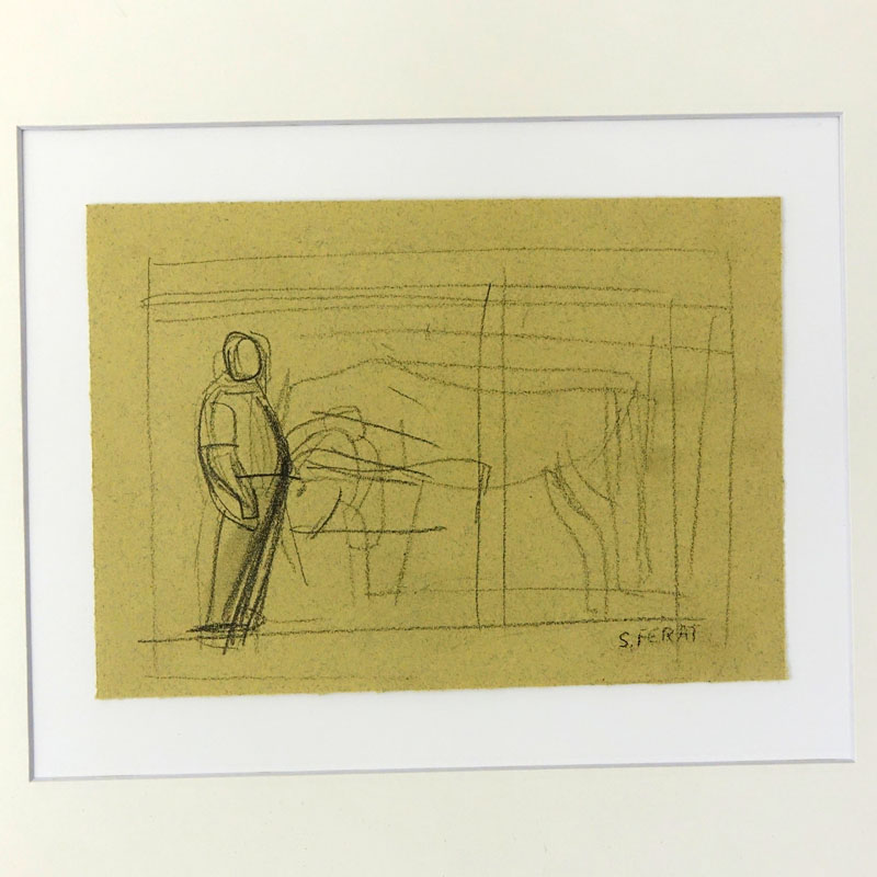 Serge Ferat, Russian (1881 - 1958) Figurative pencil sketch on manila paper