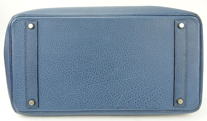 Hermès Bleu Nuit Clemence Leather Birkin Bag 40 With Palladium Hardware