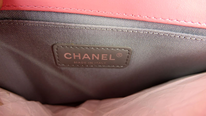 Chanel Pink Calfskin Chevron Quilted Boy Flap Shoulder Bag