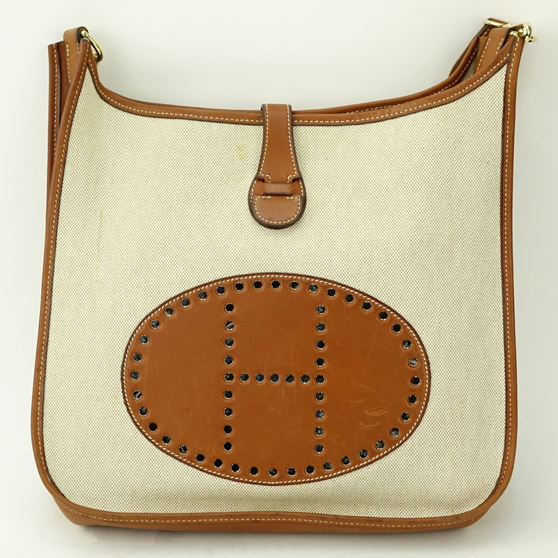 Hermès Leather and Canvas Evelyne Messenger Bag