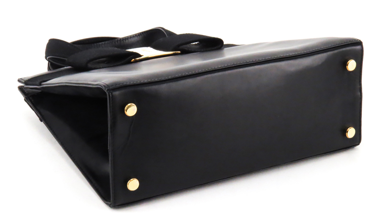 Salvatore Ferragamo Black Leather Lady Vara GM Kelly Handbag