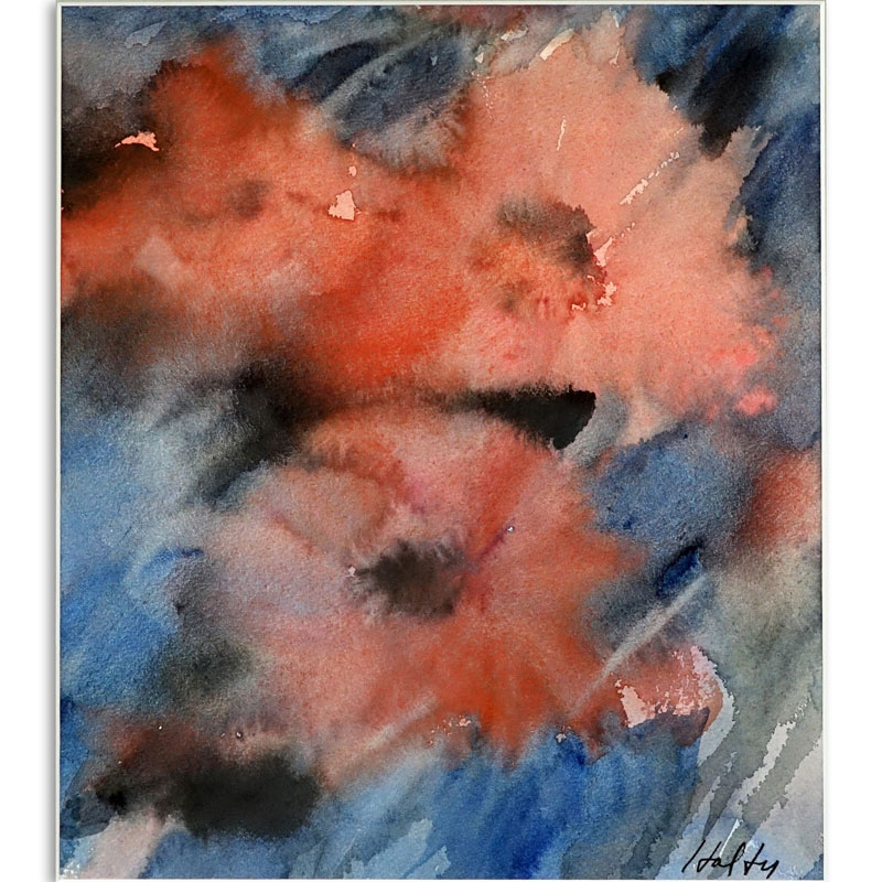 Carl Holty, American (1900 - 1973) Watercolor on paper "Poppies" Signed lower right