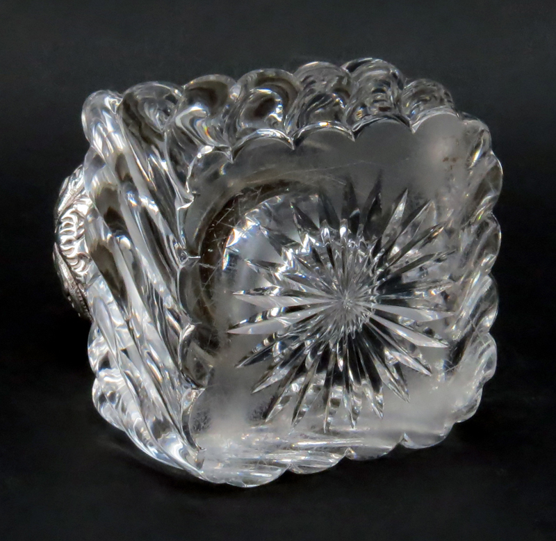 Antique Whiting Sterling and Crystal Inkwell