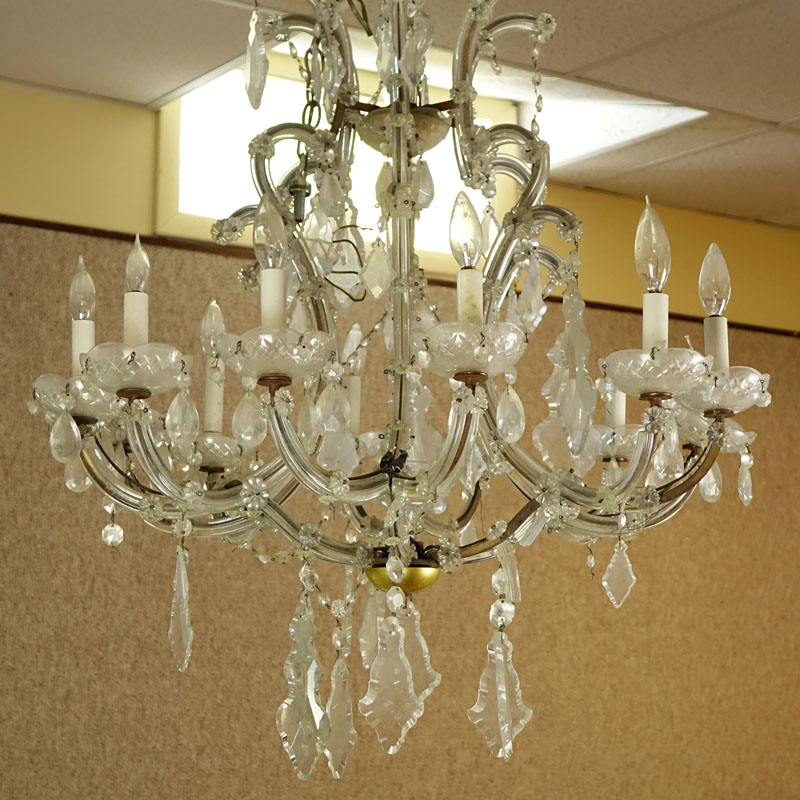 Early 20th Century Maria Theresa style 12 Light Crystal Chandelier