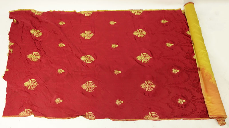 Grouping of Four (4) Bolts of Scalamandre Silk Fabric Includes: three silk brocade, one silk dupioni