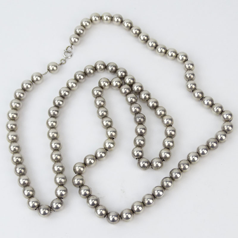 Vintage Sterling Silver Bead Necklace