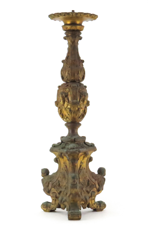 Antique Baroque style Heavy Brass Ecclesiastical Candlestick