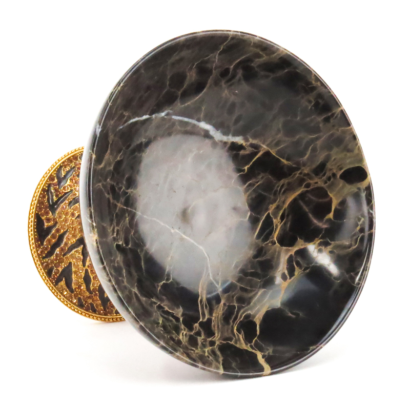 Jay Strongwater Marble and Gilt Metal Tazza with Faux gemstone Accents