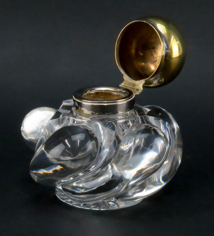 Early 20th Century Crystal and Brass Top Inkwell