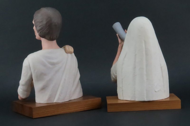 Two (2) Limited Edition Laszlo Ispanky Polychrome Porcelain Figurines on Wooden Stands