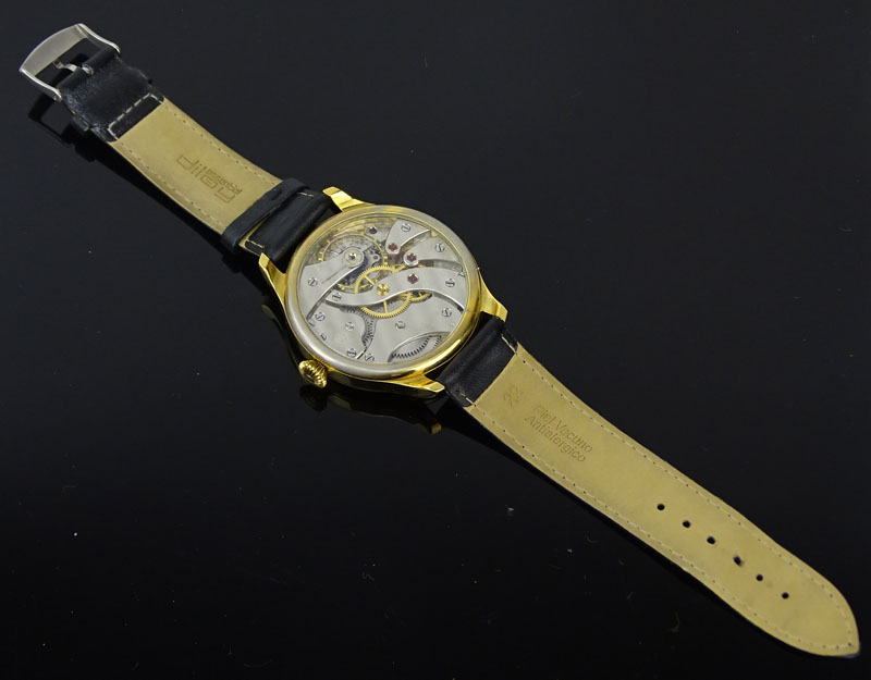 Men's International Watch Co Watch with Skeleton Back and Automatic Movement, Gold Tone Case, Leather Strap