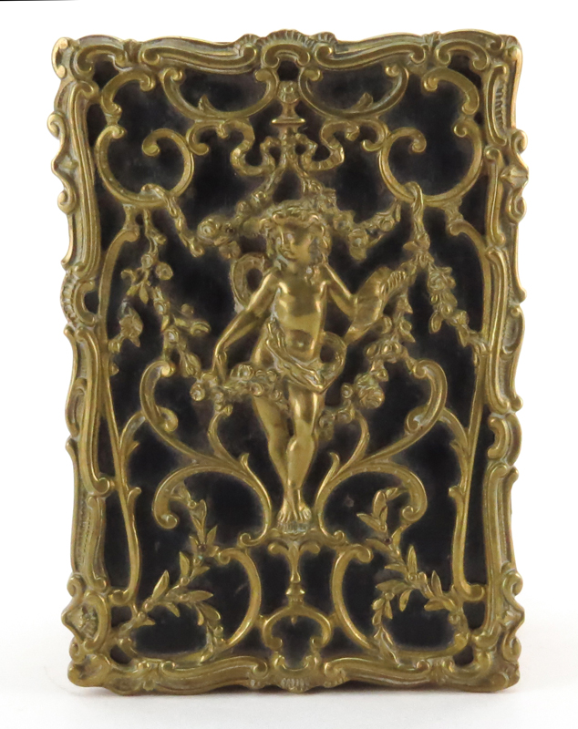 Antique Art Nouveau Gilt Bronze and Leather Box