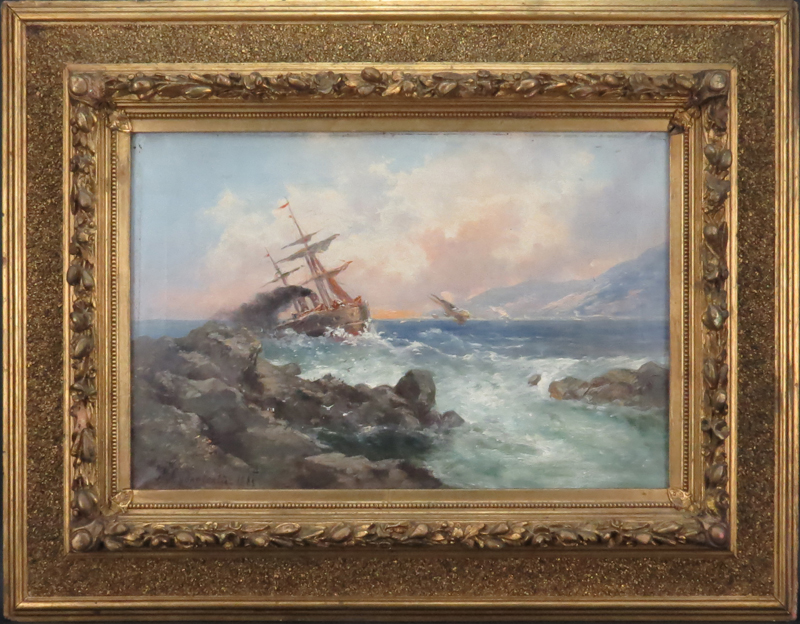 Attributed to: Rufin Gavrilovich Sudkovsky, Ukrainian (1850-1885) Oil on Canvas, Rocky Shoreline