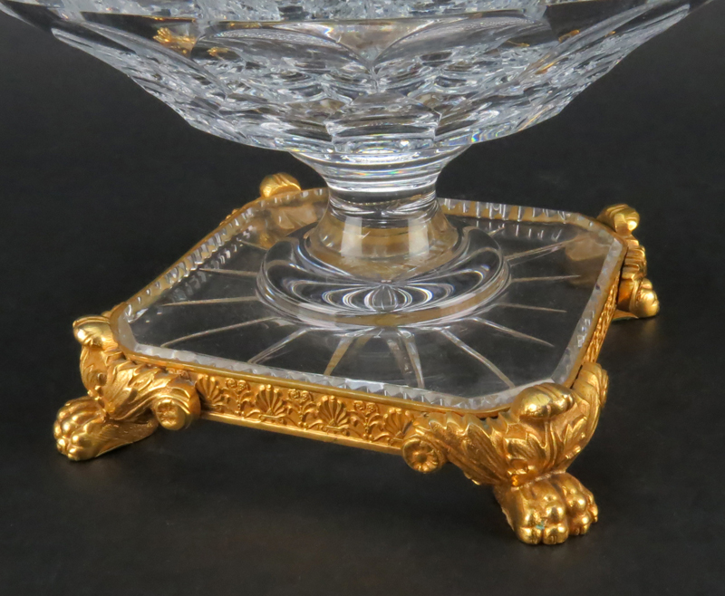 Antique French Cut Crystal and Gilt Bronze Covered Centerpiece/Pedestal Dish