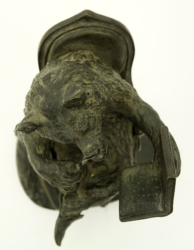 Christophe Fratin, French (1801-1864) Bronze Sculpture, Bear Smoking Pipe