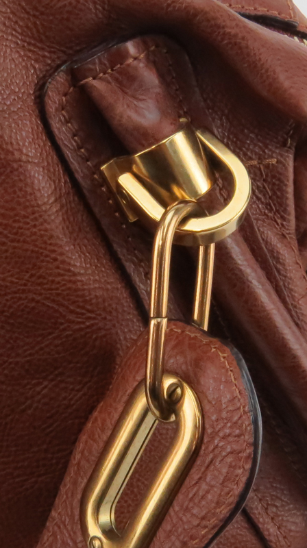 Chloé Brown Leather Paraty Satchel. Gold tone hardware.