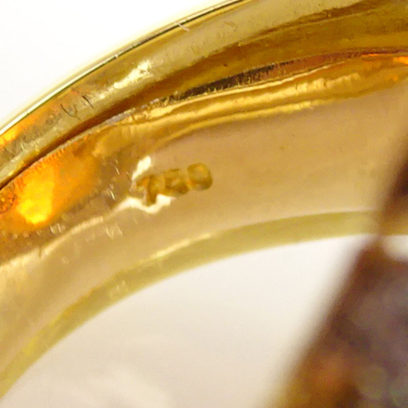 Approx. 10.0 Carat Marquise Cut Opal, 3.0 carat Pave Set Round Brilliant Cut Diamond and 18 Karat Yellow Gold Ring. 