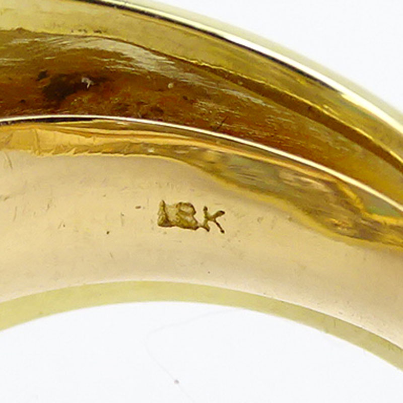 Approx. 10.0 Carat Marquise Cut Opal, 3.0 carat Pave Set Round Brilliant Cut Diamond and 18 Karat Yellow Gold Ring. 