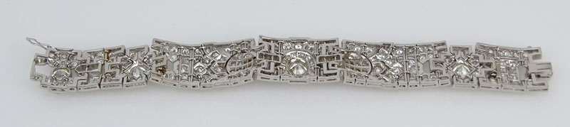 Fine Quality Circa 1920s Art Deco Approx. 21.5 Carat Old European Cut Diamond and Platinum Bracelet.