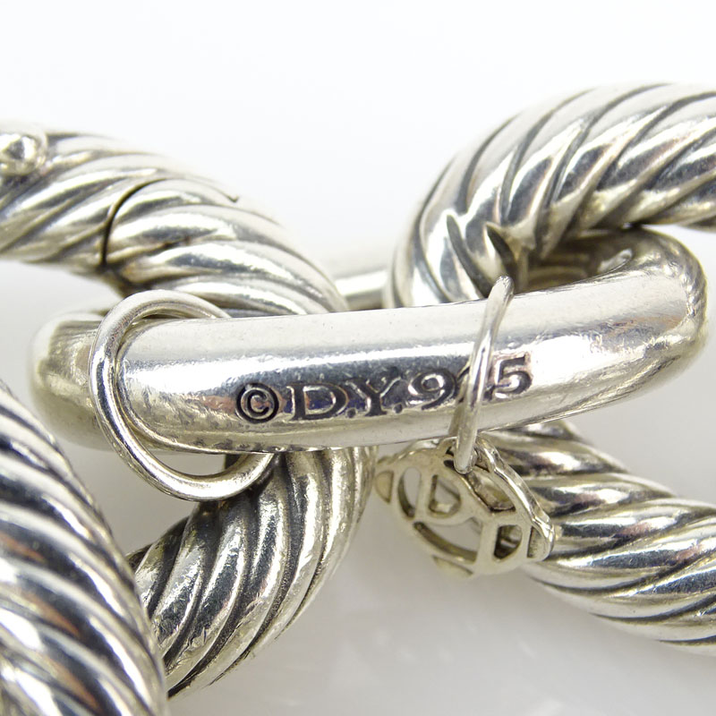 David Yurman Sterling Silver Extra Large Cable Wire Link Bracelet.