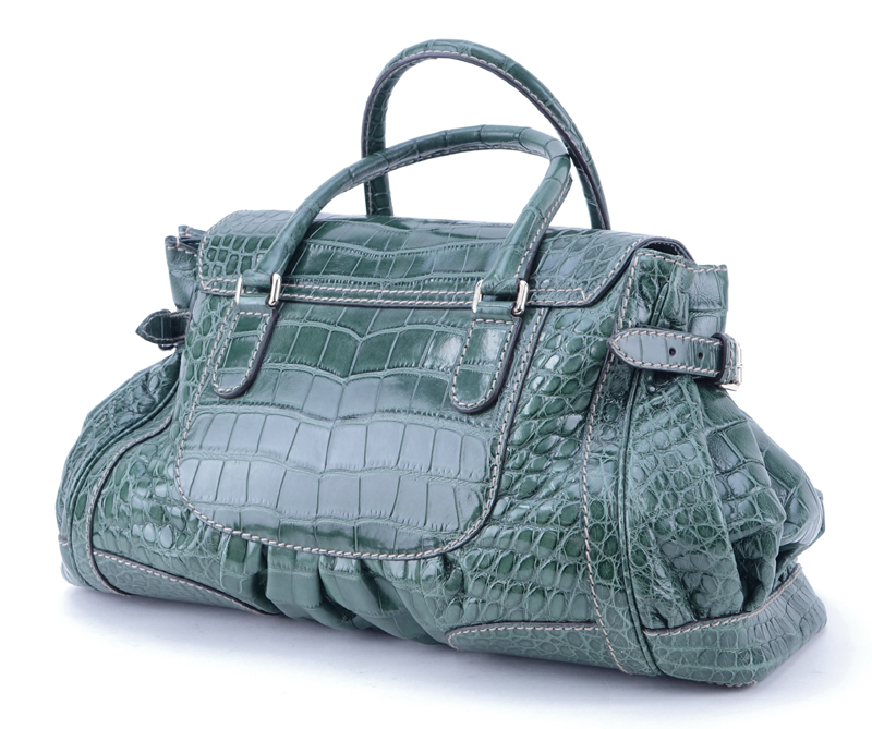 Gucci Limited Edition Crocodile Queen Green Travel Bag.