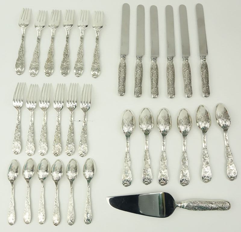 Tiffany & Co Service for Six "Chrysanthemum" Sterling Silver Flatware.