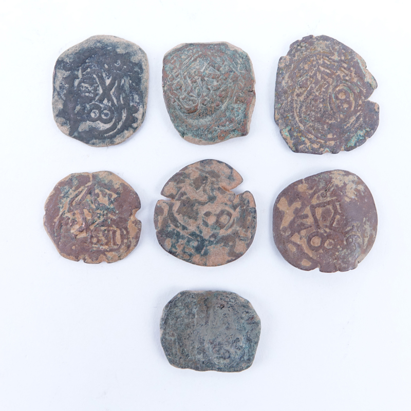 Collection of Seven (7) Spanish Philip IV Maravedis Cobb Coins. Possibly 16th century or later.