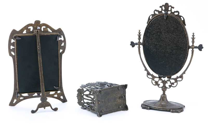 Grouping of Three (3) Early to Mid 20th Century Art Nouveau Bronze Tableware.