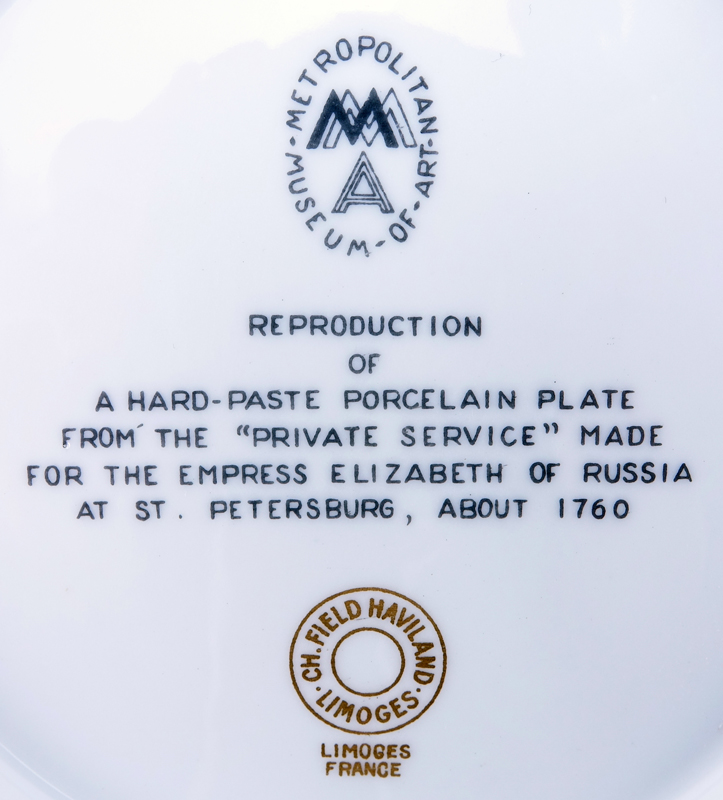 Haviland Limoges "Empress Elizabeth of Russia" Hard Paste Porcelain Plate.