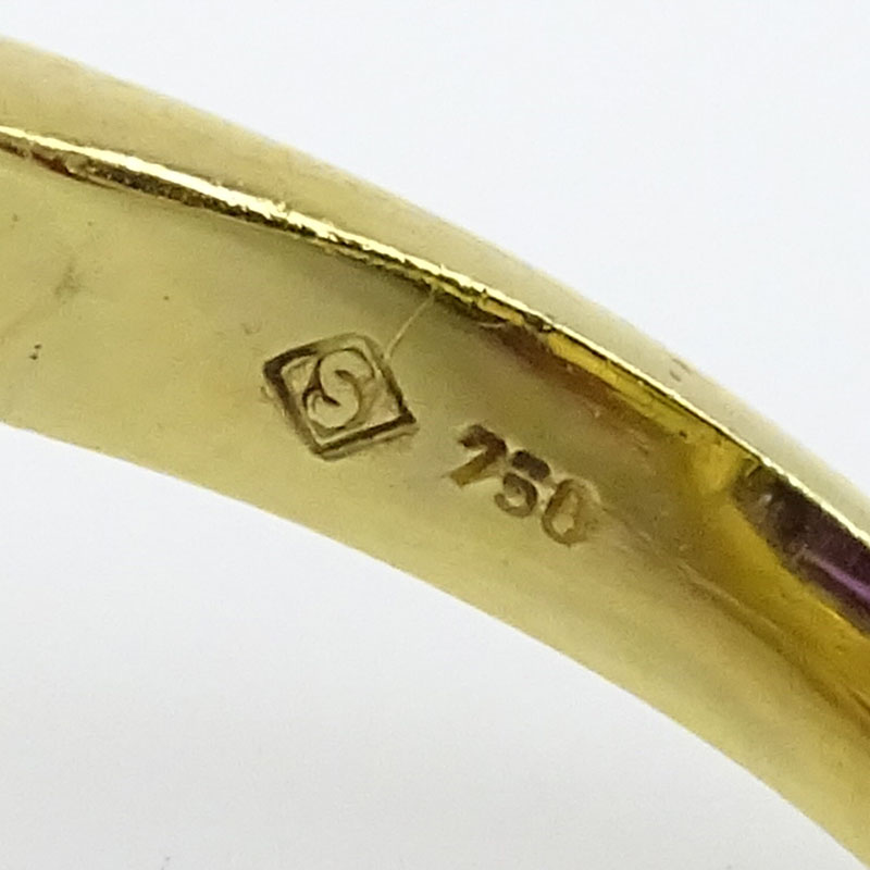 H Stern Sugarloaf Cabochon Amethyst, Pave Set Diamond and 18 Karat Yellow Gold Ring. 