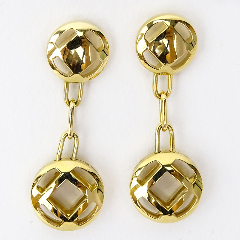 Cartier Pasha 18 Karat Yellow Gold Drop Dangle Earrings.