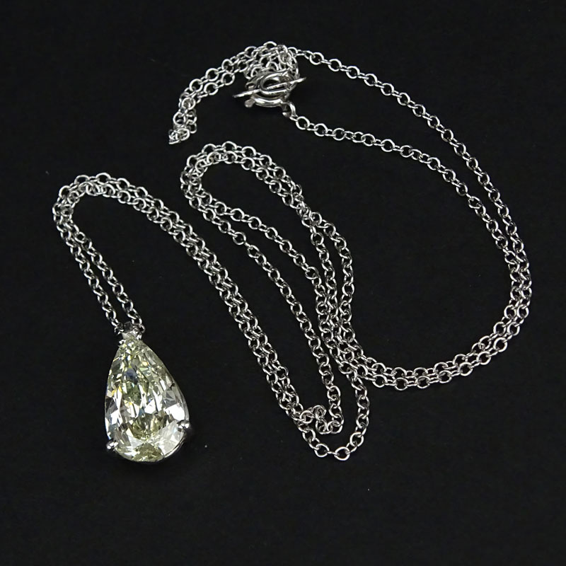 Vintage Approx. 1.96 Carat Pear Shape Diamond Solitaire Pendant Necklace.