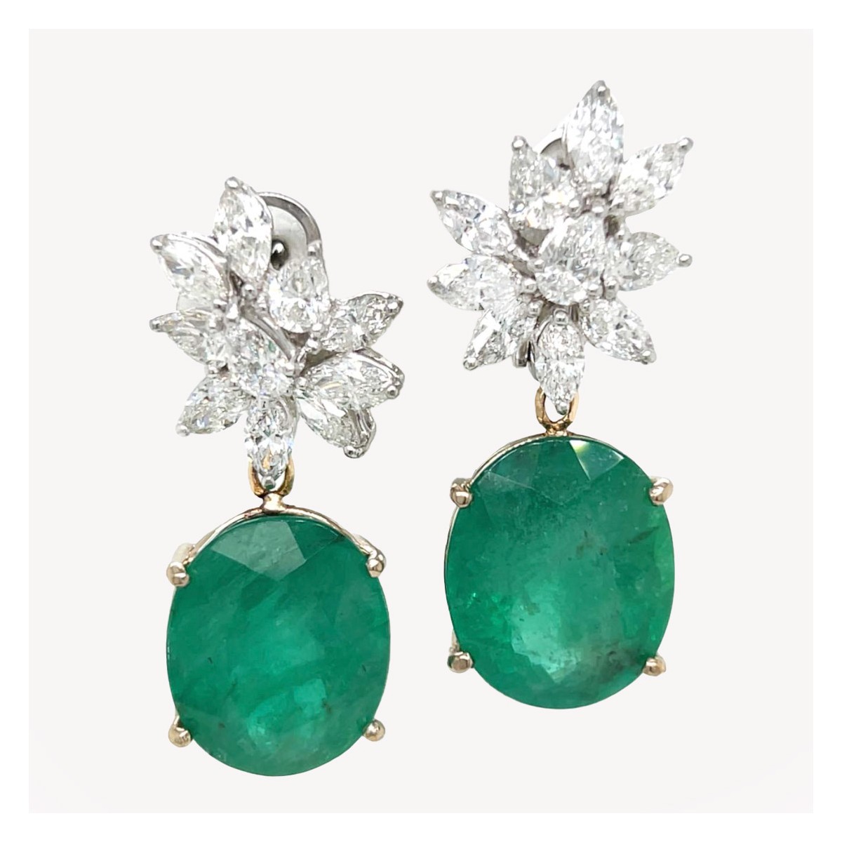 Emerald, Diamond and 18K Earrings