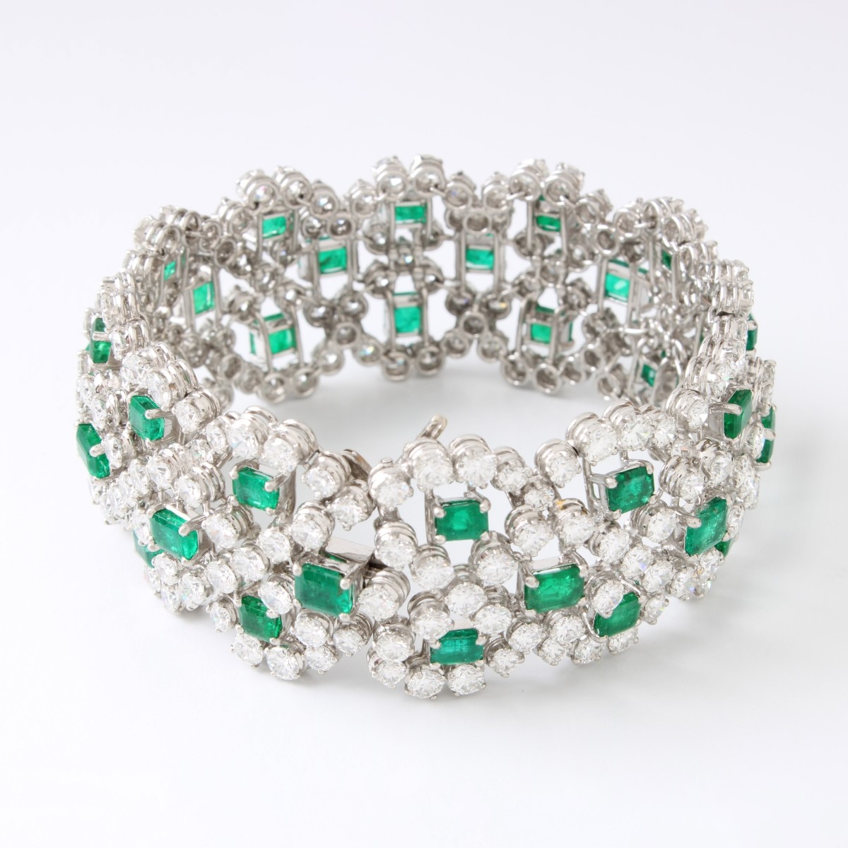 Emerald, Diamond and Platinum Bracelet