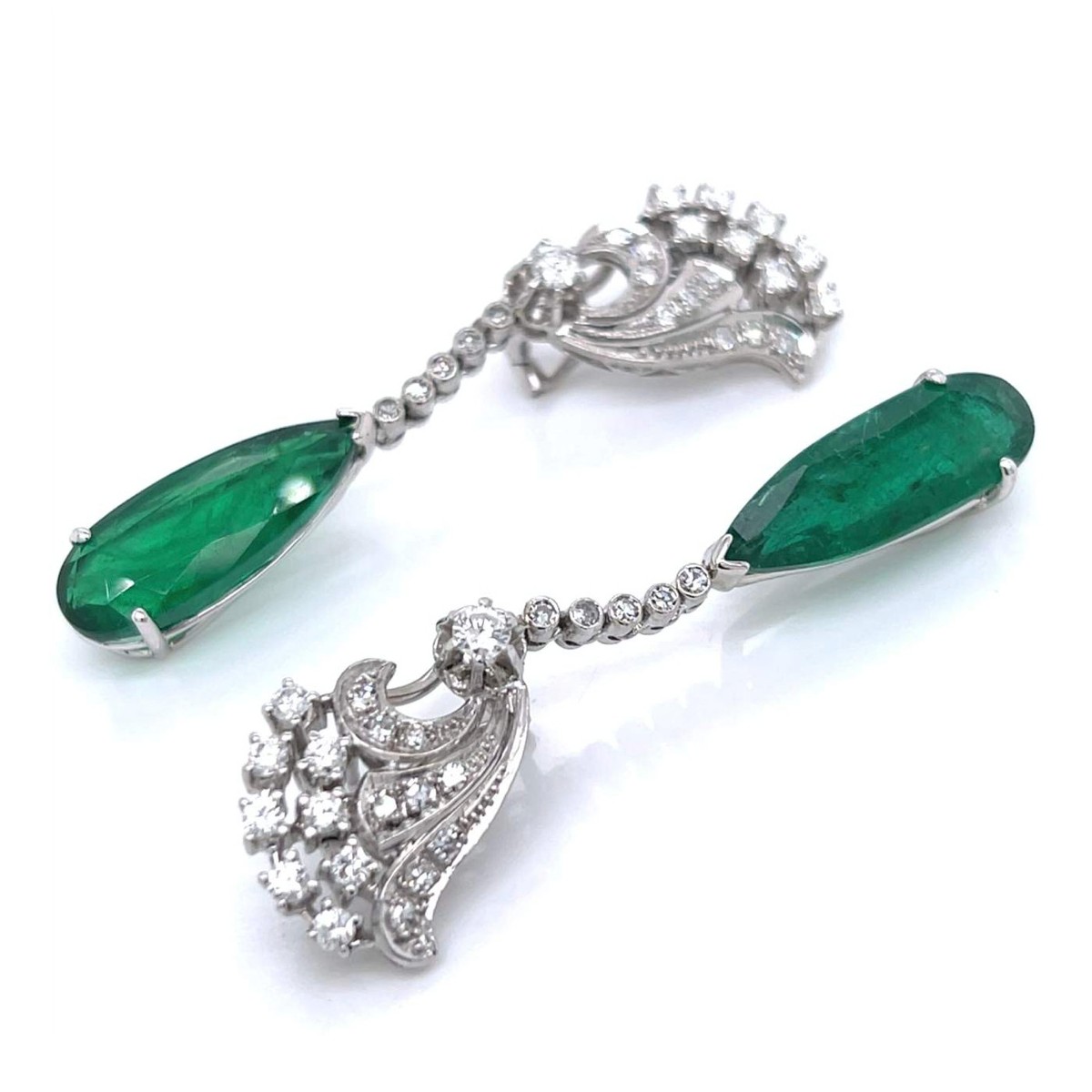 Emerald, Diamond and 18K Earrings
