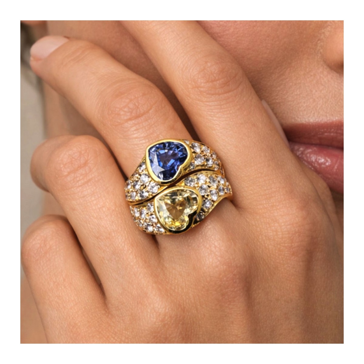 Sapphire, Diamond and 18K Rings