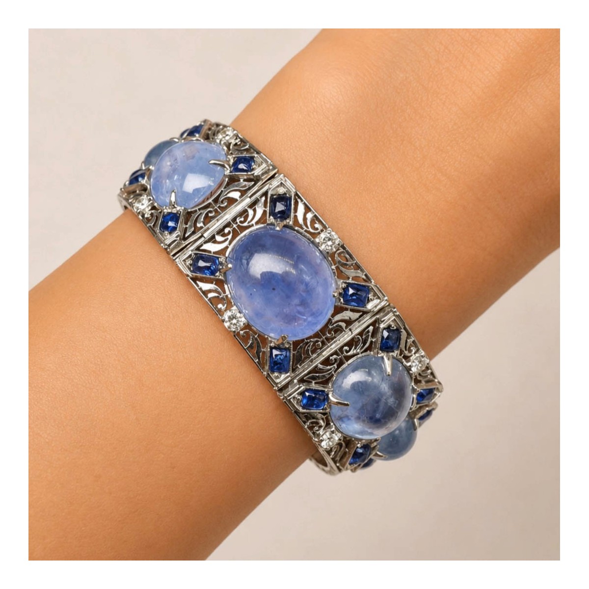 GIA Sapphire, Diamond & Plat. Bracelet