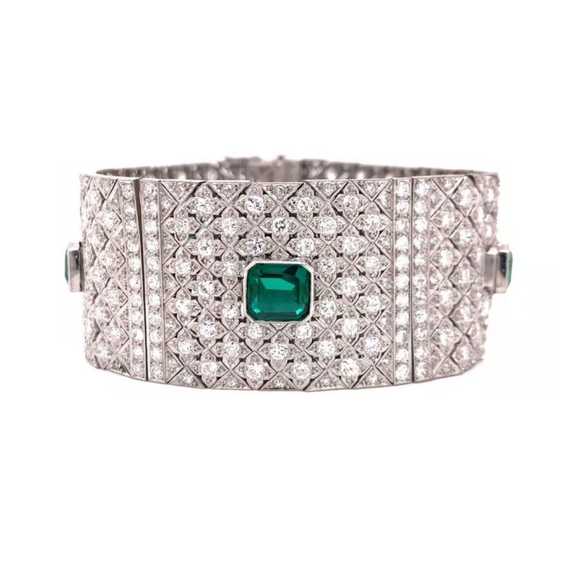 Diamond, Emerald and Plat. Bracelet