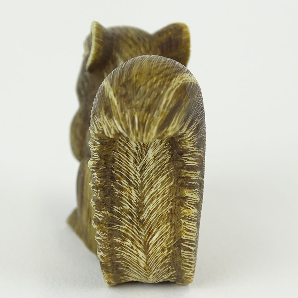 19th Century Japanese Carved Netsuke Depicting a Squirrel.