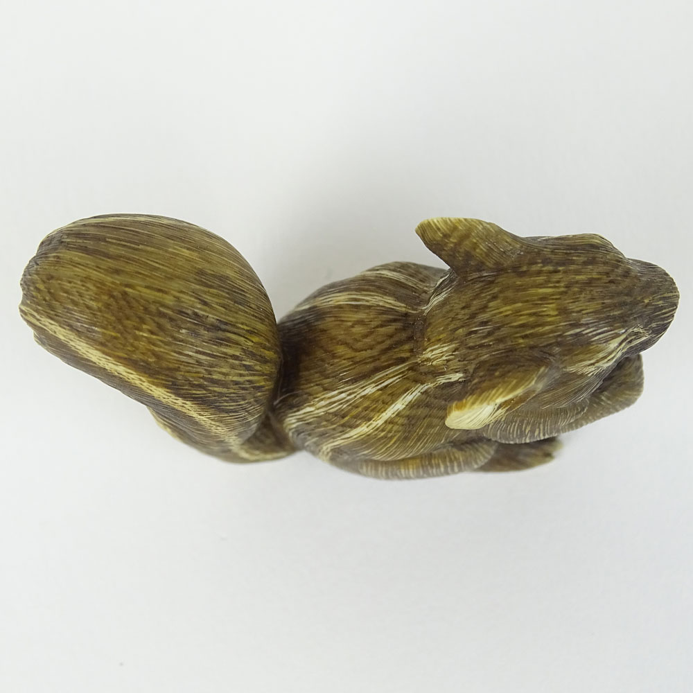 19th Century Japanese Carved Netsuke Depicting a Squirrel.