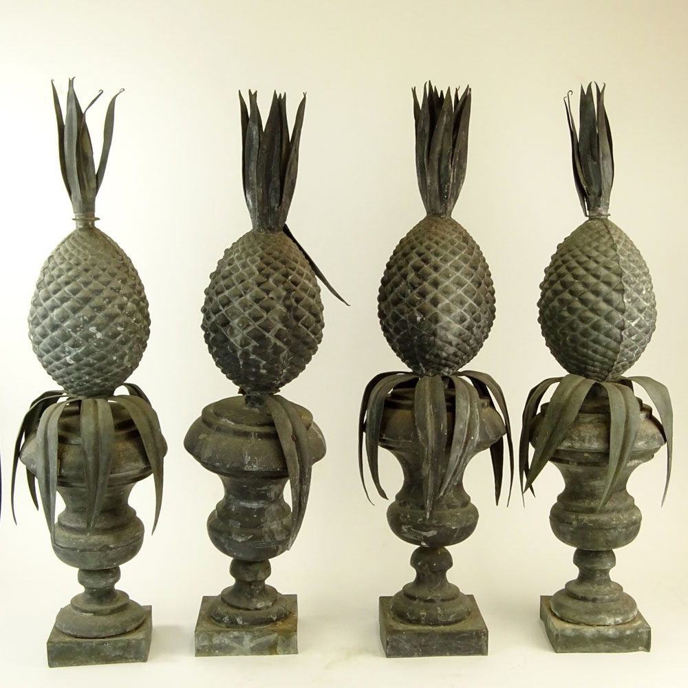 Set of Four (4) 19/20th Century Zinc Pineapple Finials.