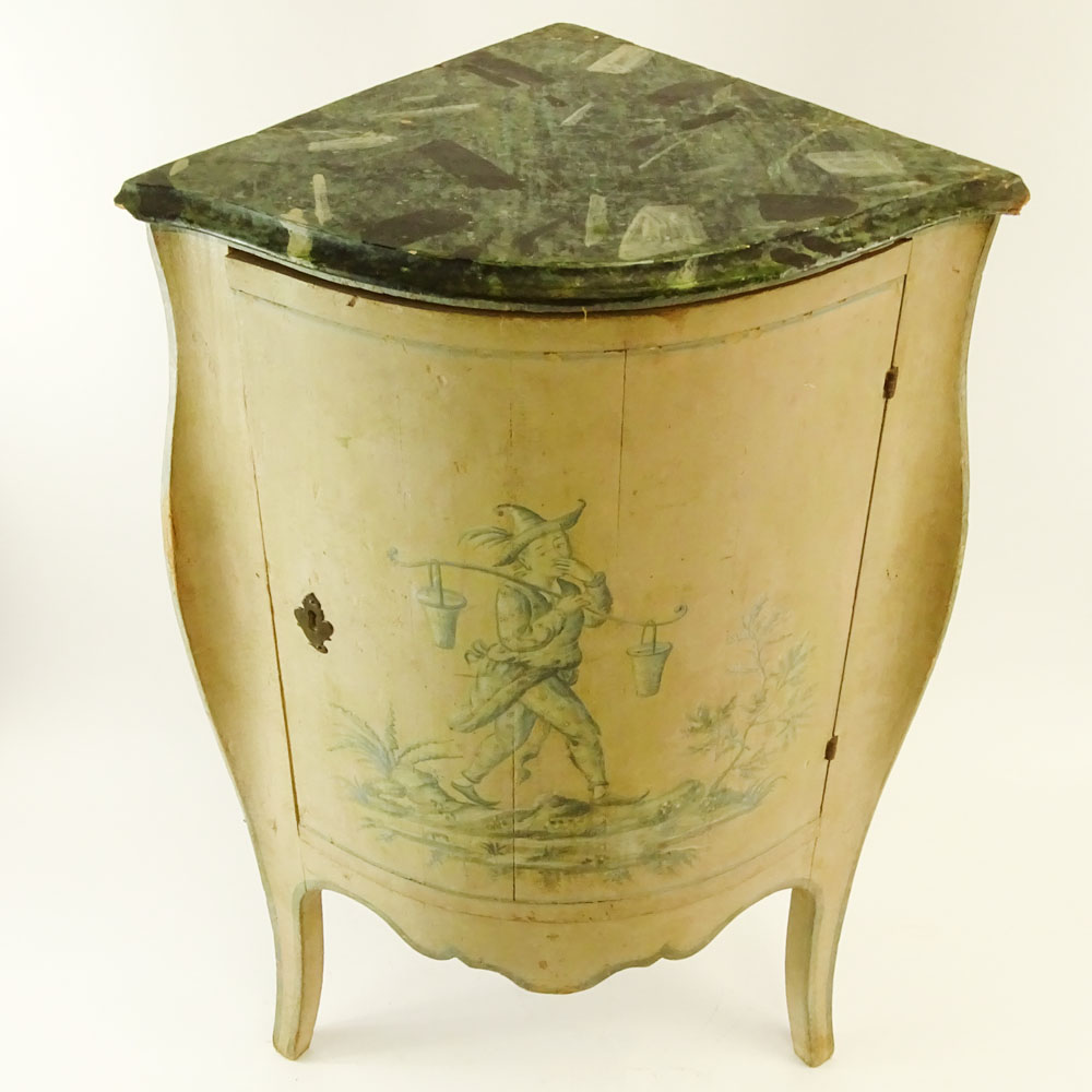 Early 20th Century Italian painted small single door corner cabinet