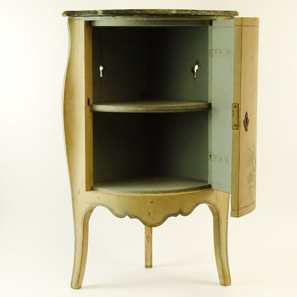 Early 20th Century Italian painted small single door corner cabinet