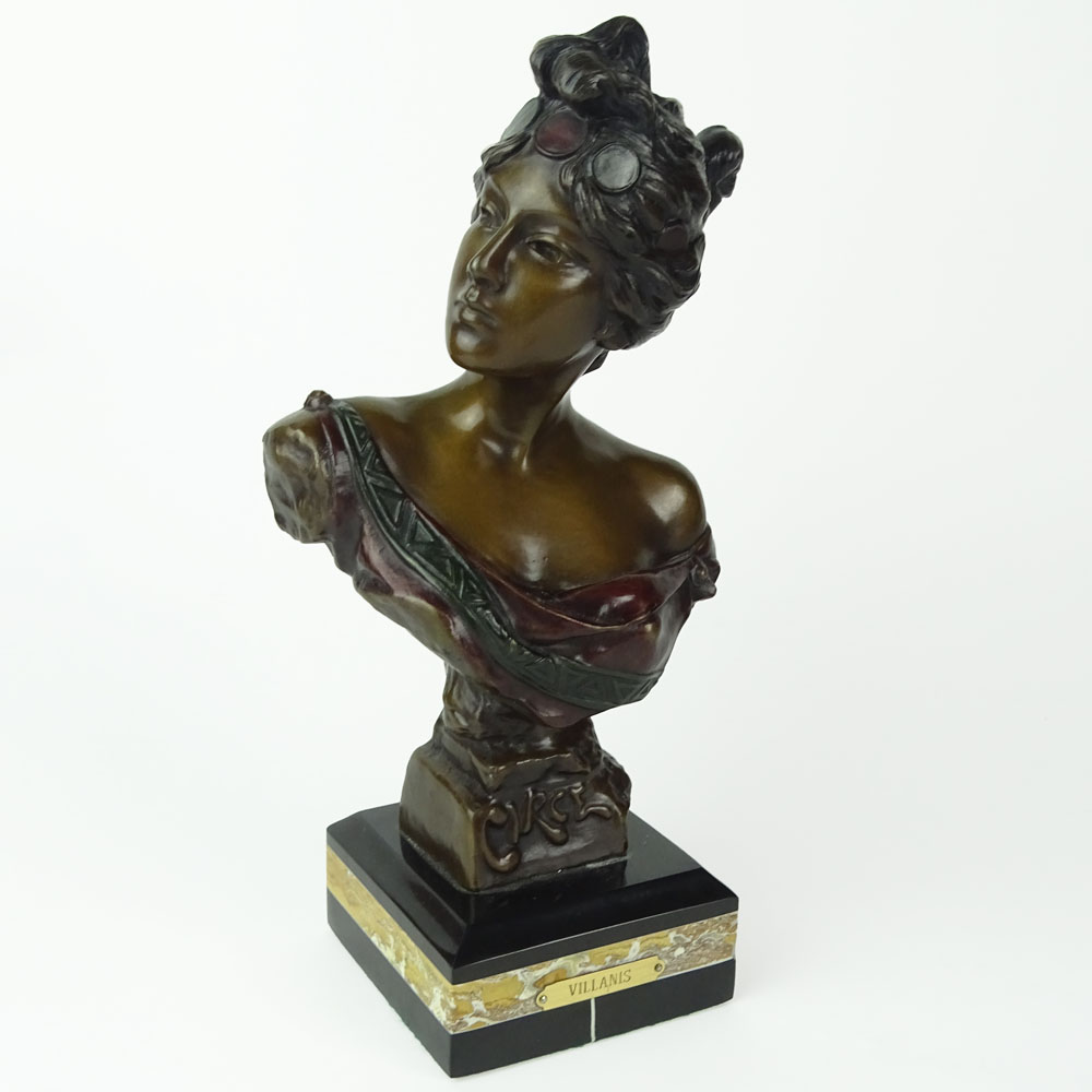 Emmanuele Villanis Bronze Bust "Circe" Cold Painted.